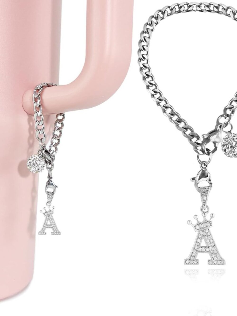Silver Letter Charms for Stanley Cup- Crown Letter Charms Accessories for Stanle